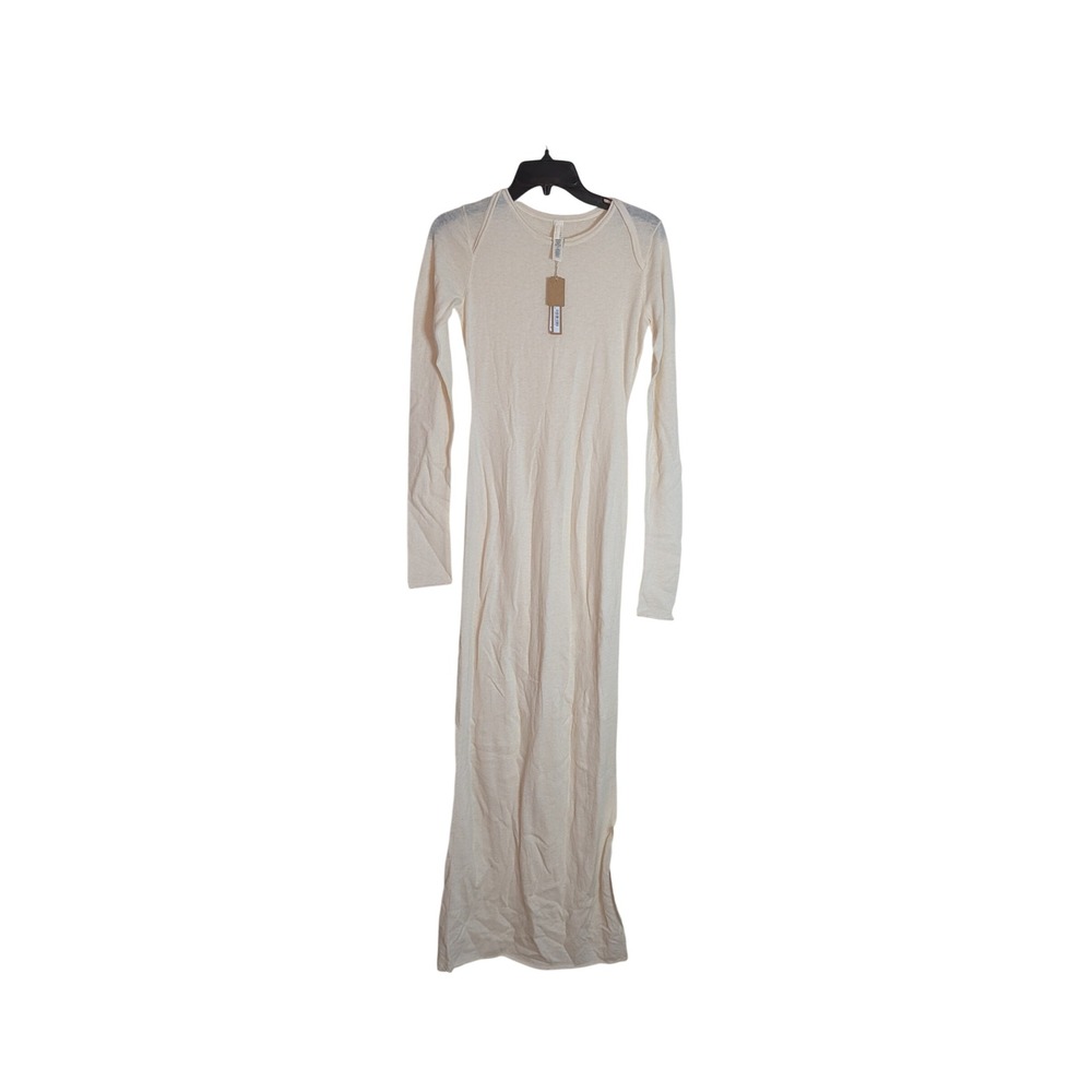 SKIMS Sheer Cashmere Long Sleeve Maxi Dress Egret Cream White DS-DRS-10286W S - Picture 3 of 6